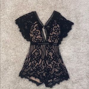 AKIRA Black Lace Romper